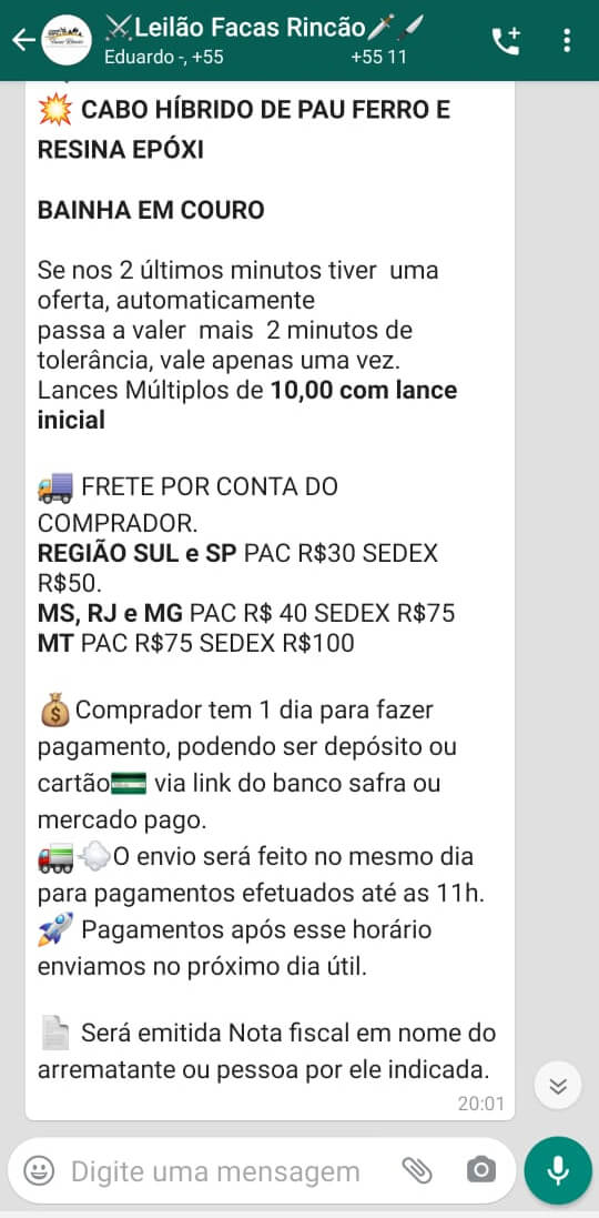 INÍCIO DO LEILÃO